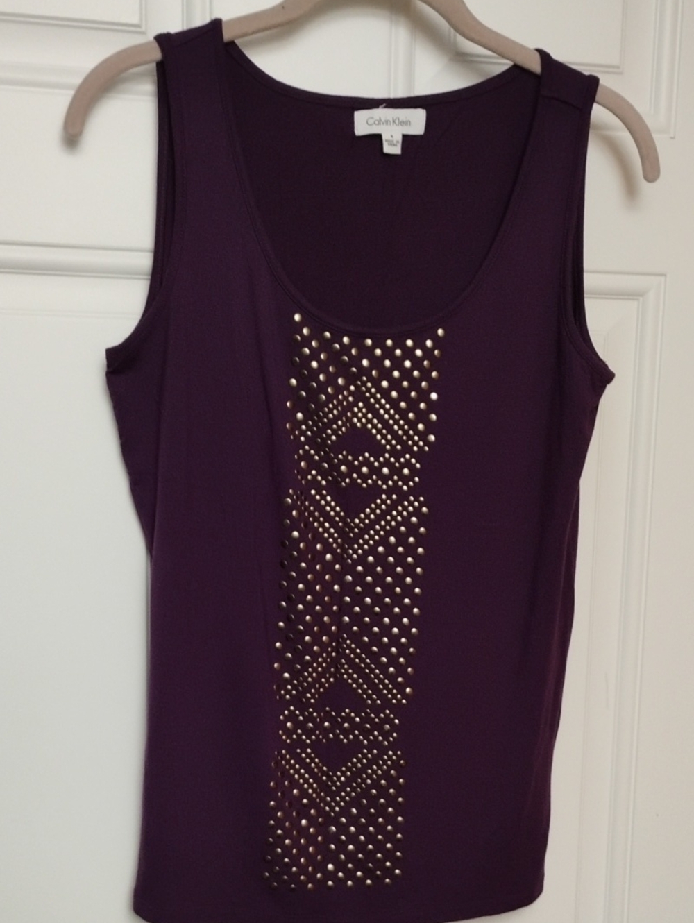 Calvin Klein Plum Studded Scoop-Neck Tank Top